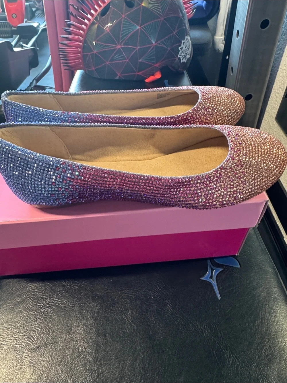 GB girls Pink-to-Blue Ombre Crystal Flats